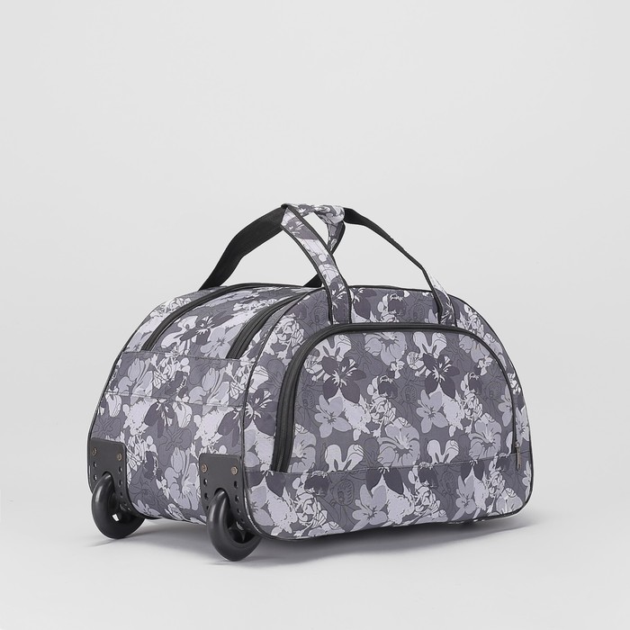 Сумка дорожная на колёсах "Кружево", 1 отдел, 1 наружный карман, серая