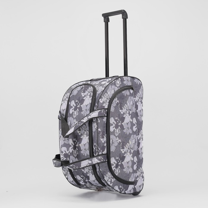 Сумка дорожная на колёсах "Кружево", 1 отдел, 1 наружный карман, серая