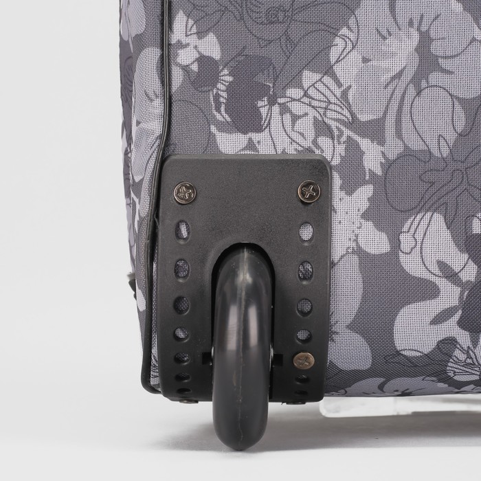 Сумка дорожная на колёсах "Кружево", 1 отдел, 1 наружный карман, серая