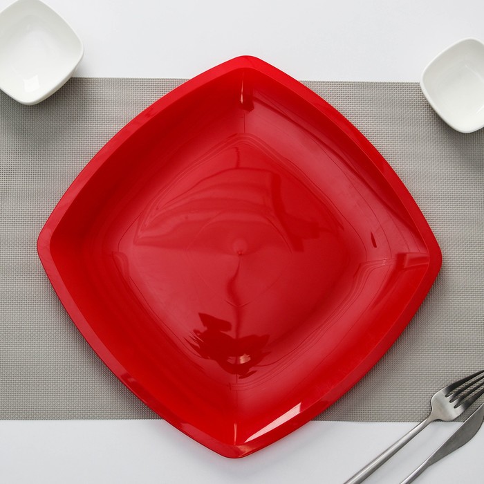 Набор одноразовых тарелок плоских «Квадратные», 3 шт, цвет МИКС