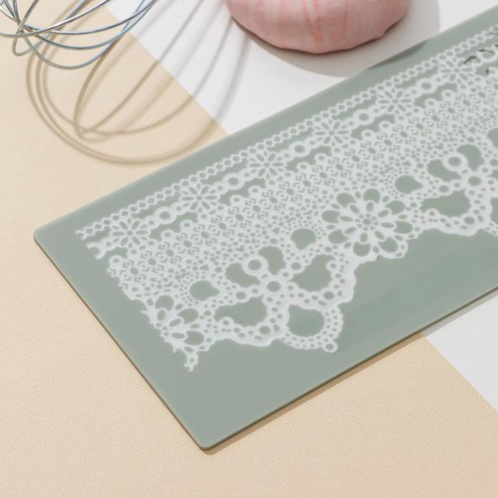 Коврик для айсинга 39х8,5 см "Кружевной венец", цвет розовый
