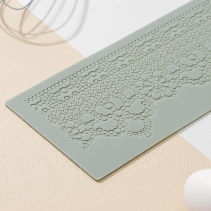 Коврик для айсинга 39х8,5 см "Кружевной венец", цвет розовый