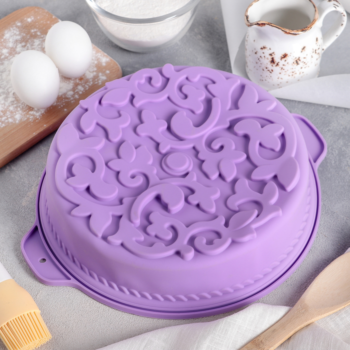 Форма для выпечки "Круг. Ажур", с ручками, цвета МИКС