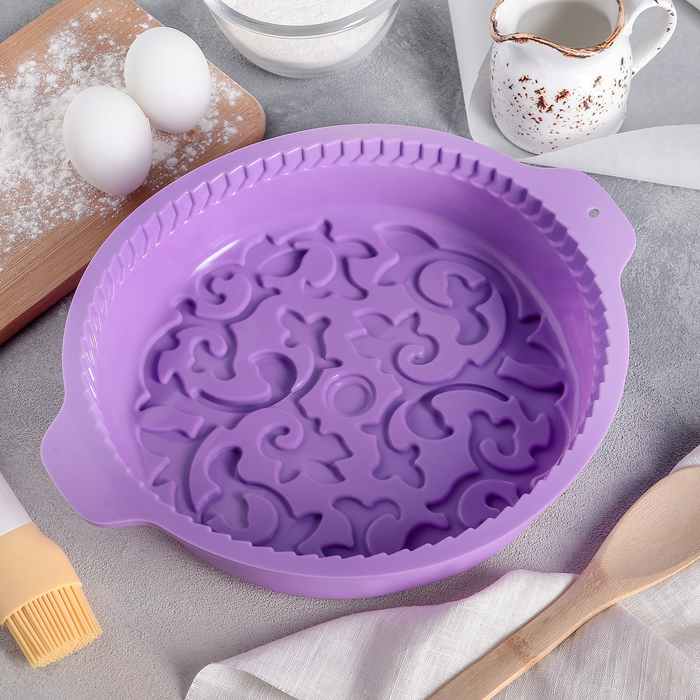 Форма для выпечки "Круг. Ажур", с ручками, цвета МИКС