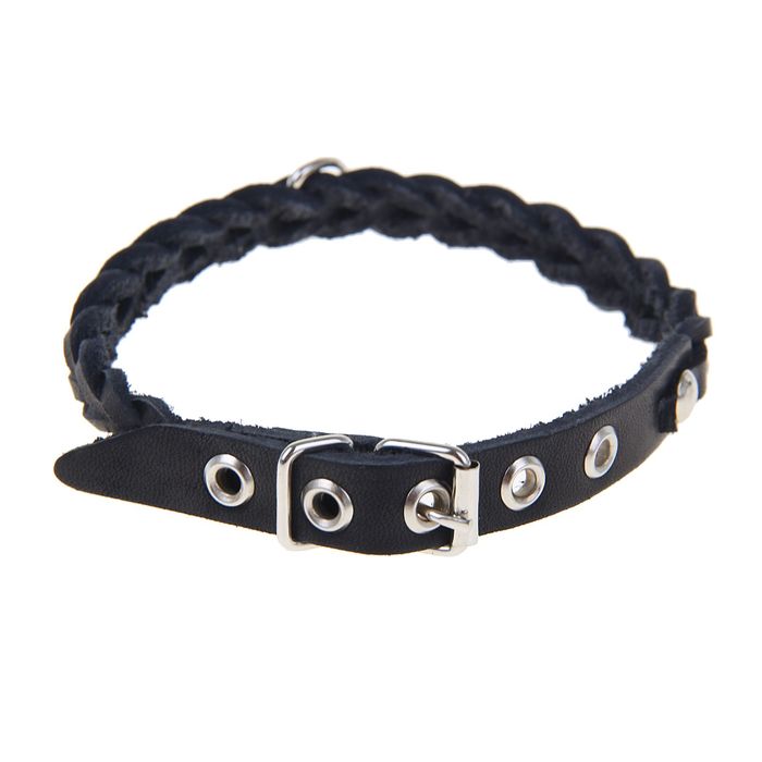 Ошейник кожаный плетеный, 1,2 х 36 см, микс цветов