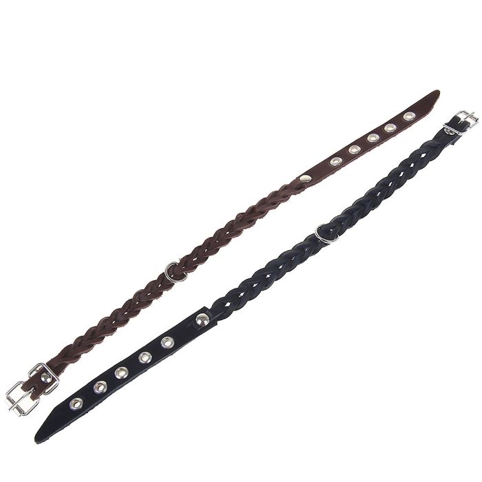 Ошейник кожаный плетеный, 1,2 х 36 см, микс цветов