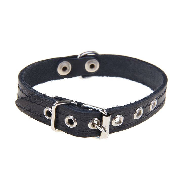 Ошейник кожаный тисненый однослойный, 1,5 х 35 см, микс цветов