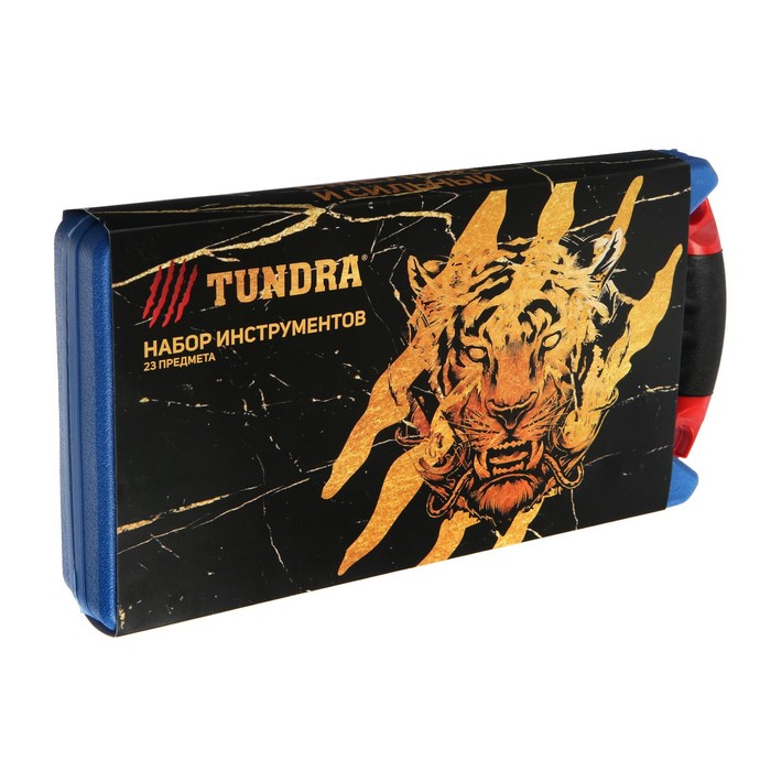 Набор инструментов в кейсе TUNDRA, подарочная упаковка "Тигр", CrV, 1/2", 23 предмета