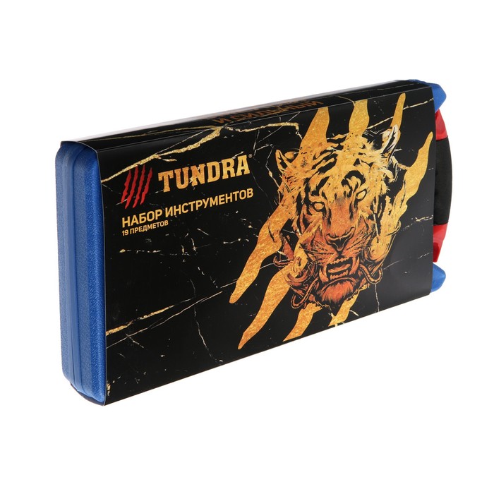 Набор инструментов в кейсе TUNDRA, подарочная упаковка "Тигр", CrV, 1/2", 19 предметов