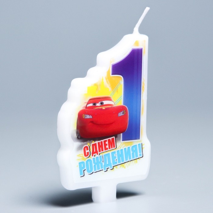 Свеча в торт Дисней "С днем рождения" цифра 1 Тачки