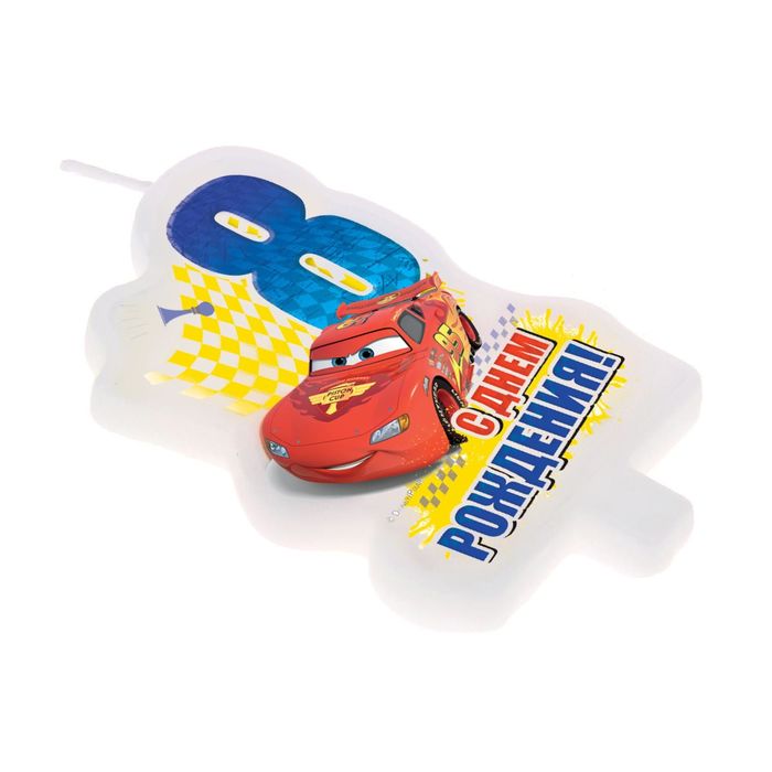 Свеча в торт Дисней "С днем рождения" цифра 8 Тачки