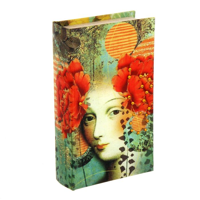 Сейф-книга шёлк "Образ девушки" со стразами