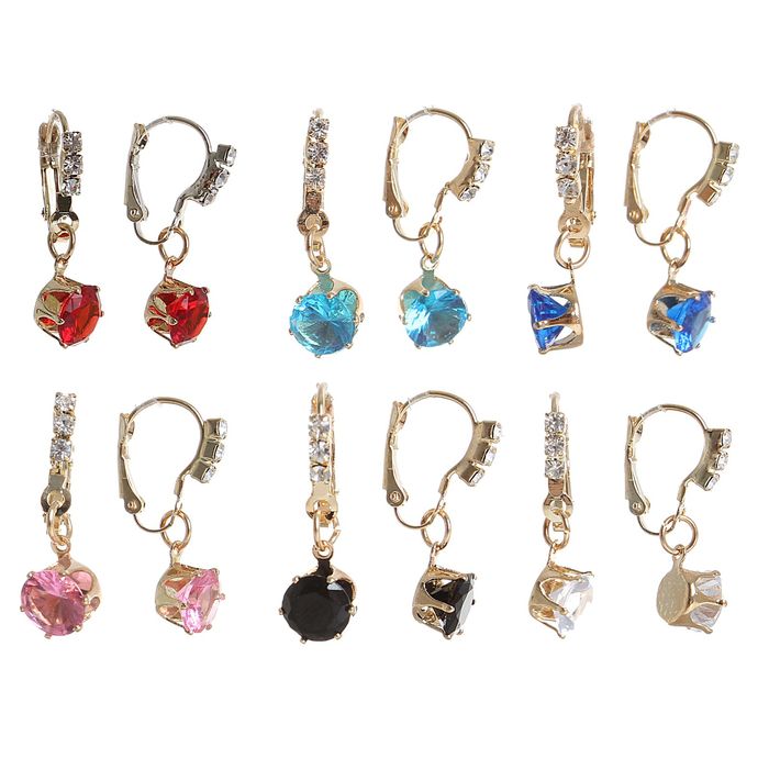 Серьги со стразами "Капля росы", цвет МИКС