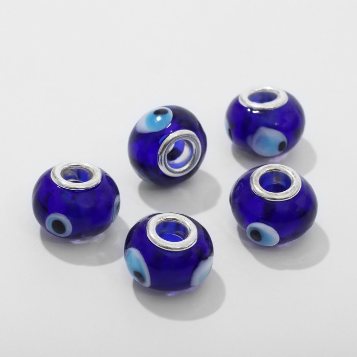Бусина «От сглаза» 1,4×1 см, цвет синий в серебре брошь от сглаза стрекоза маленькая цвет синий в серебре