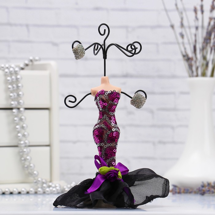 Подставка для украшений "Силуэт девушки в платье", ВЫСОТА Н=18, цвет красно-черный