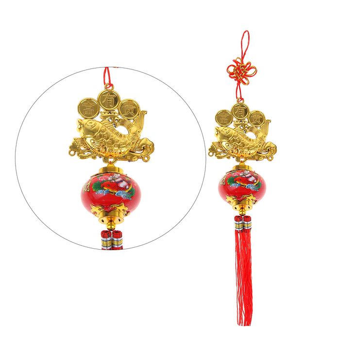 Подвеска с узлом счастья "Карп и фонарик"