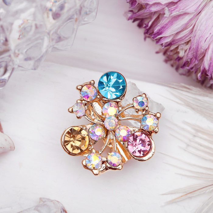 Брошь "Фейерверк", цветная в золоте