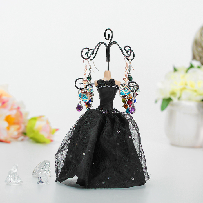 Подставка для украшений "Силуэт девушки в платье", ВЫСОТА Н=18, цвет чёрно-белый