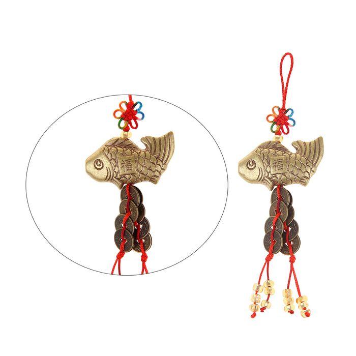 Подвеска из десяти монет "Карп с узлом счастья"