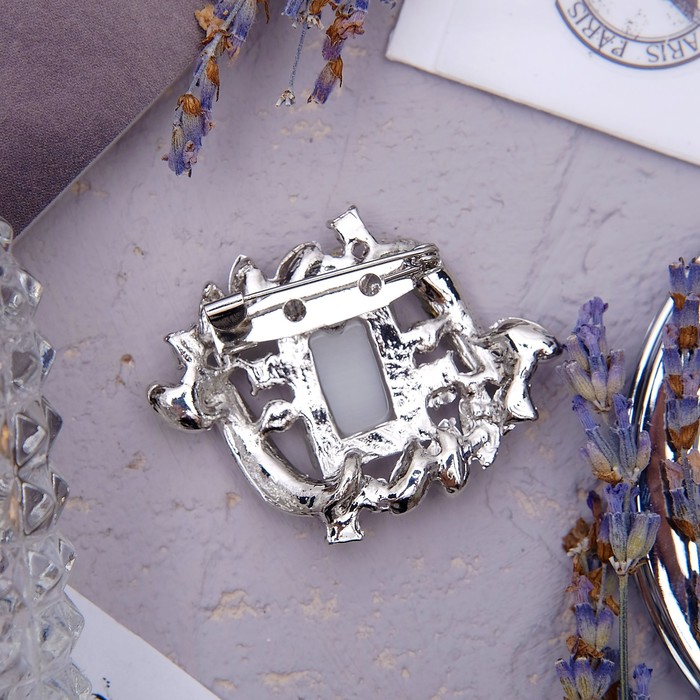 Брошь "Абстракция", цвет серый в серебре