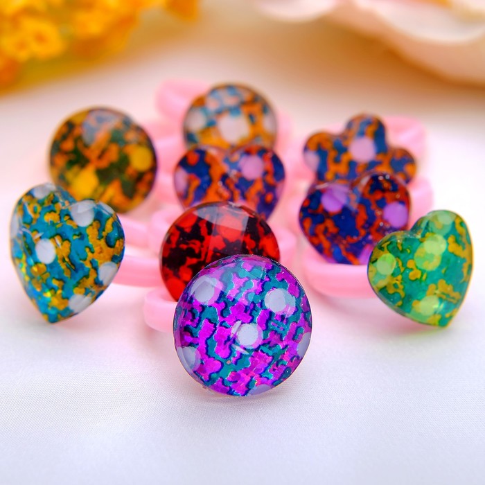 Кольцо детское "Ассорти" калейдоскоп, цвет МИКС, форма МИКС, безразмерное