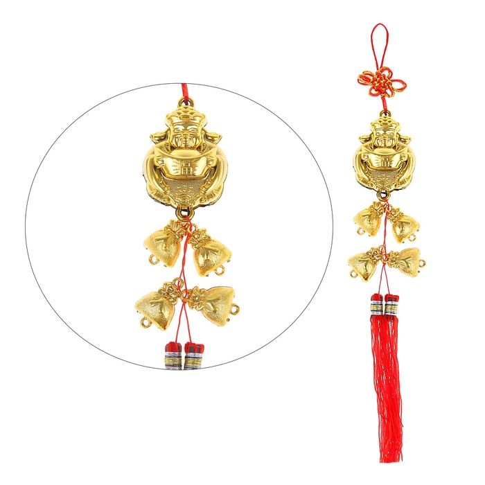 Подвеска с узлом счастья "Хотэй и кадка с монетами"