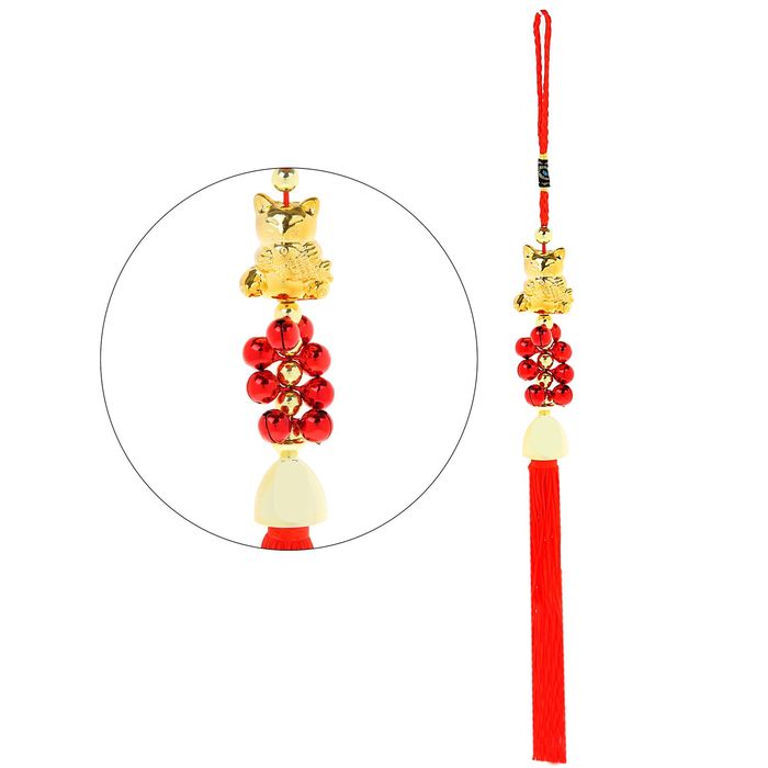 Подвеска с колокольчиками "Кот с рыбой"