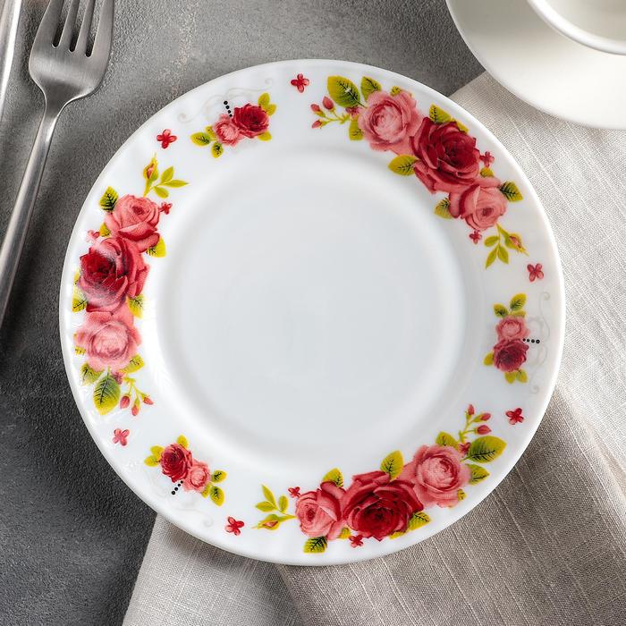 Тарелка десертная Доляна «Поэзия роз», d=17,5 см, стеклокерамика