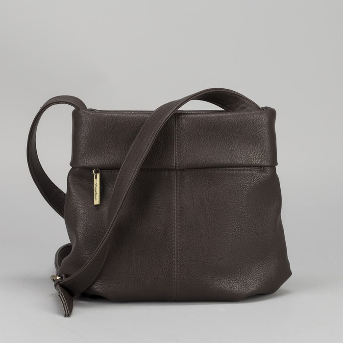 Сумка женская на молнии, 1 отдел с перегородкой, 1 наружный карман, регулируемый ремень, коричневая