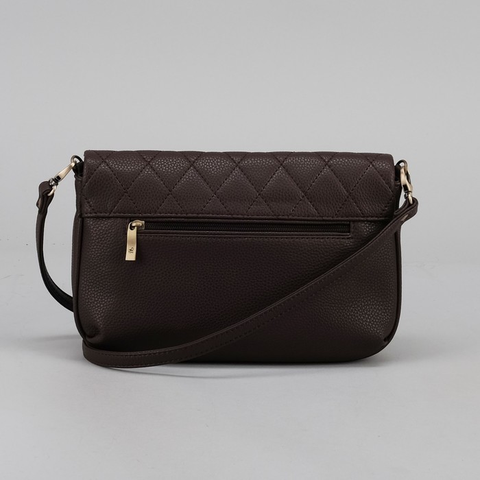 Сумка женская на клапане и молнии, 1 отдел, 1 наружный карман, длинный ремень, коричневый