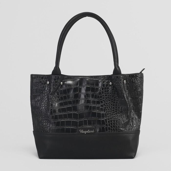 Сумка женская, 2 отдела на молнии, наружный карман, цвет чёрный