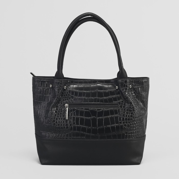 Сумка женская, 2 отдела на молнии, наружный карман, цвет чёрный