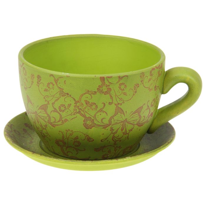 Кашпо-чашка "Чайная пара" зелёное 2,25 л