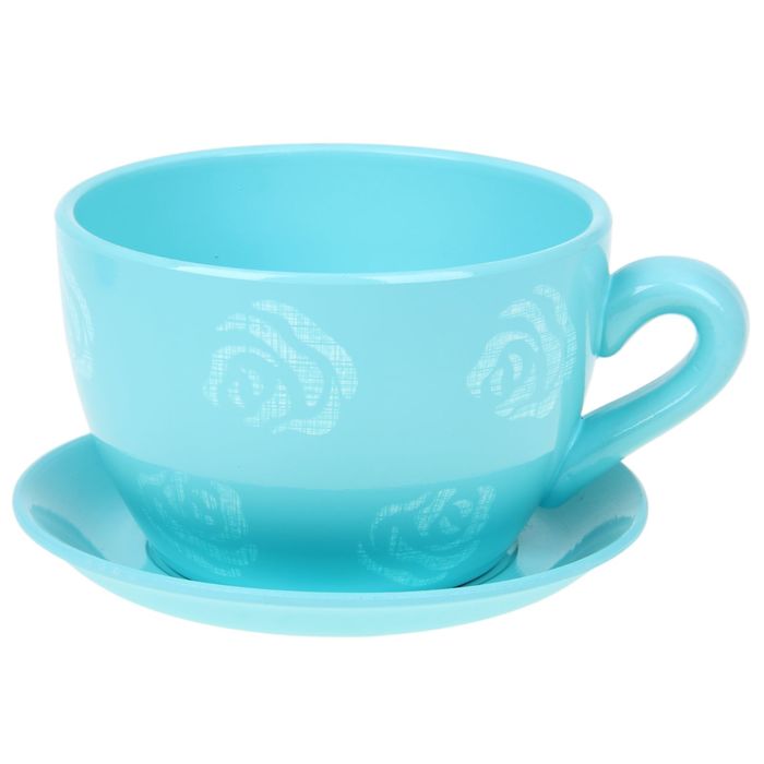 Кашпо-чашка "Чайная роза" голубое 2,25 л