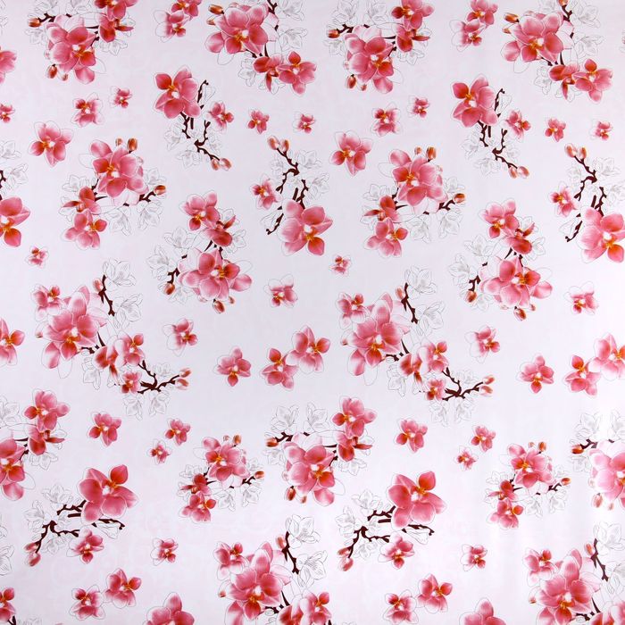 Клеенка столовая на нетканой основе "Декомир. Орхидея Ванда", рулон 20 м, цвет розовый