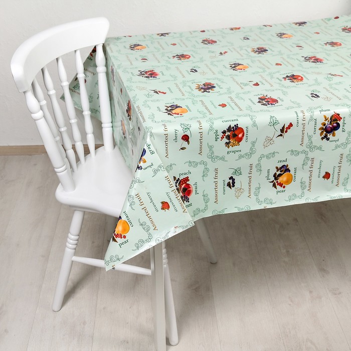 Клеенка столовая на нетканой основе "Декомир. Фруктовое ассорти", рулон 20 м, цвет салатовый