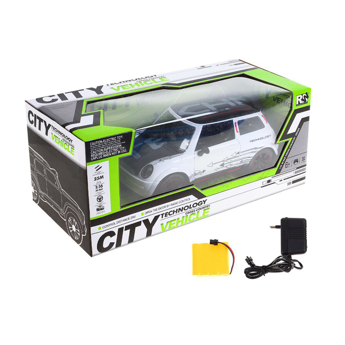 Машина радиоуправляемая "Купер", масштаб 1:16, световые эффекты, работает от аккумуляторов, цвета МИКС