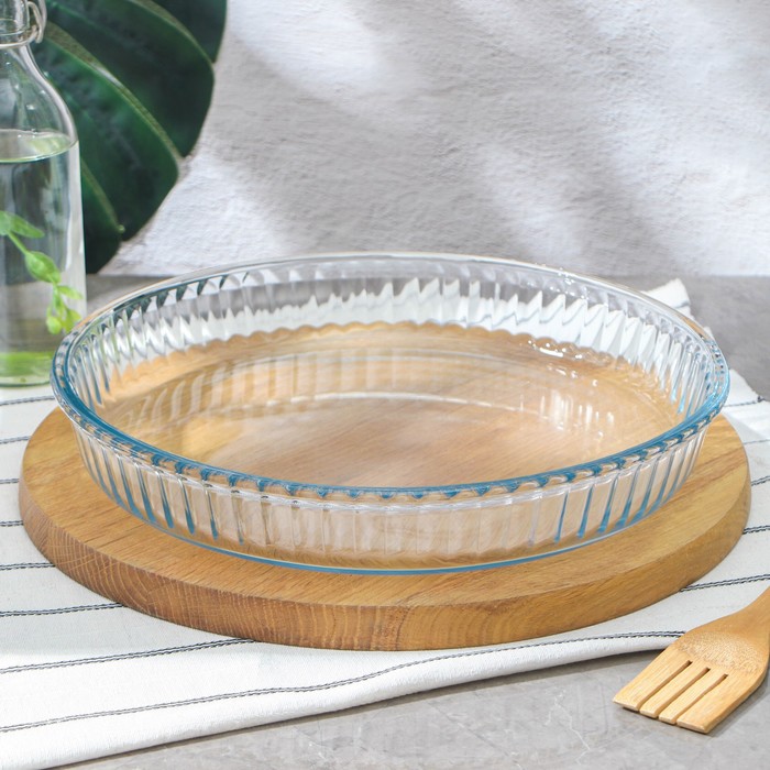 Форма круглая для запекания и выпечки из жаропрочного стекла Borcam, 2,6 л, рифлёная кастрюля из жаропрочного стекла для запекания borcam 1 л 20 4×16 см рифлёная с крышкой