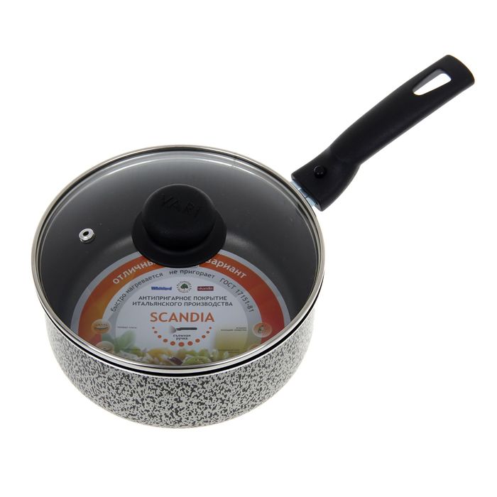 Ковш 2 л со съемной ручкой и стеклянной крышкой Scandia, d=18 см