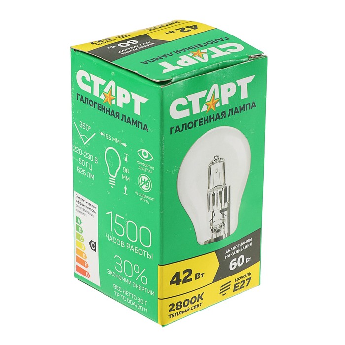 Лампа галогенная "Старт" Б, Е27, 42 Вт