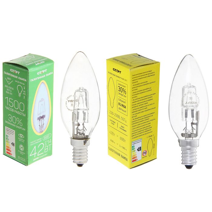 Лампа галогенная "Старт", Е14, 42 Вт