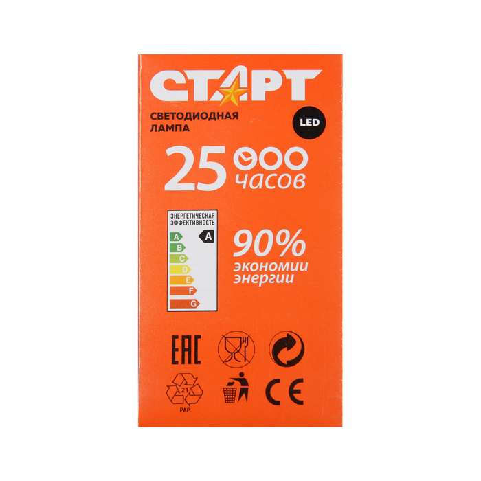 Лампа светодиодная "Старт", E27, 10 Вт, 2700 К, тёплый свет