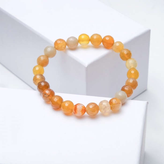 Браслет шар №6 гранёный "Агат крашеный" цвет жёлтый