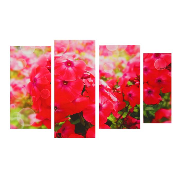 Модульная картина на подрамнике "Флоксы", 30×60, 30×70, 30×60, 20×50 см