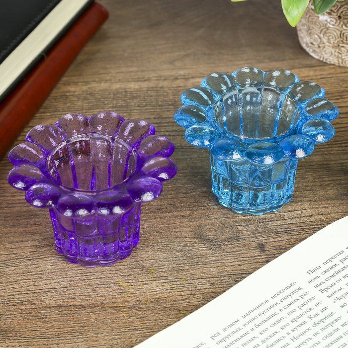 Подсвечник "Хризантемка" цветной МИКС