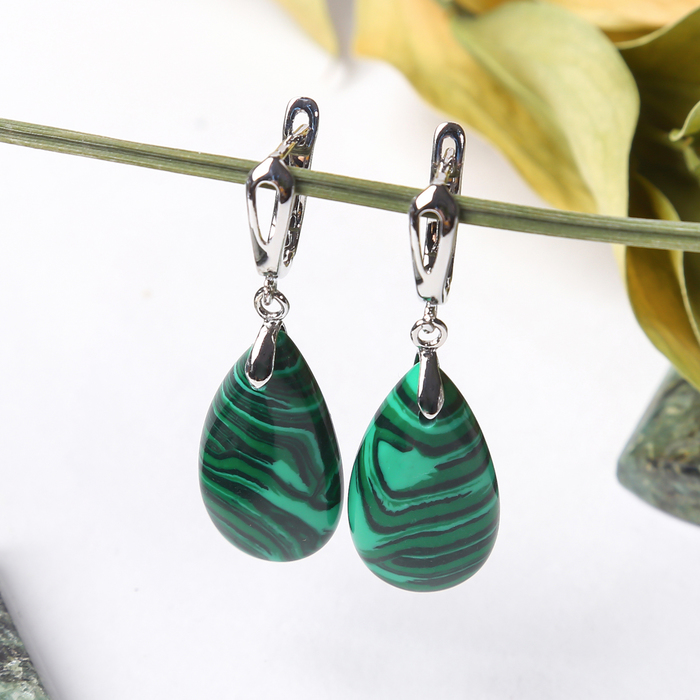 Серьги капля "Малахит"