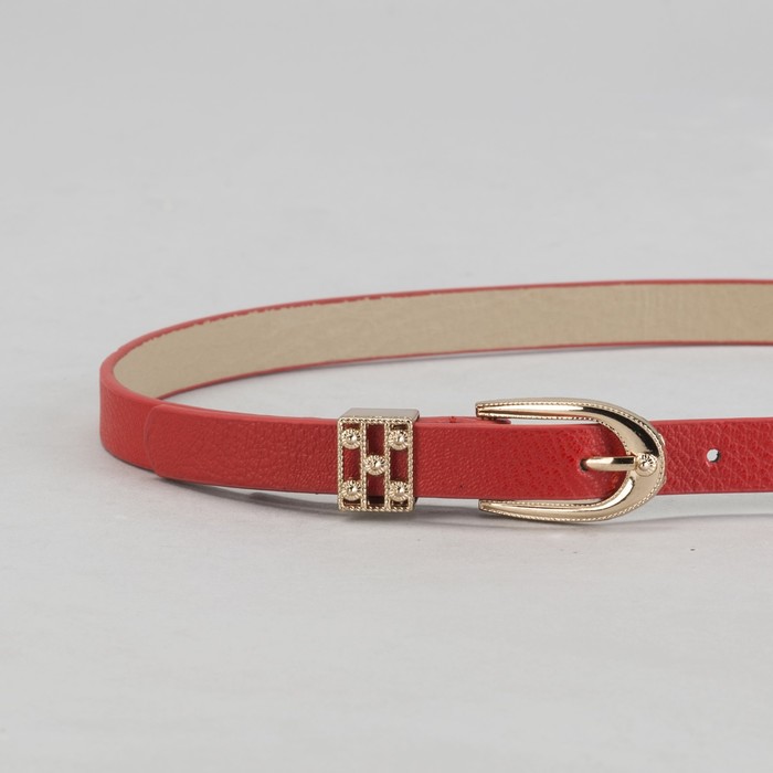 Ремень женский "Замочек", матовый, пряжка и хомут золото, ширина - 1см, красный