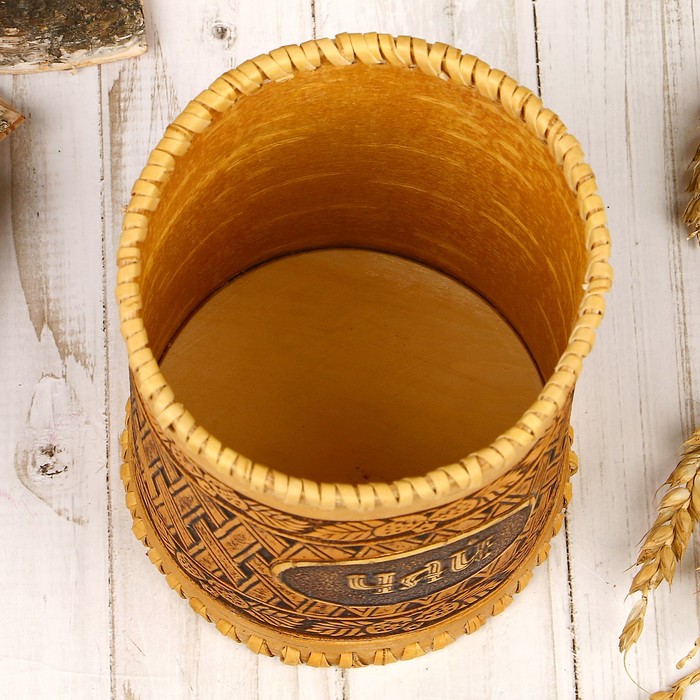 Туес для специй «Земляника», чай, 10х12 см, береста