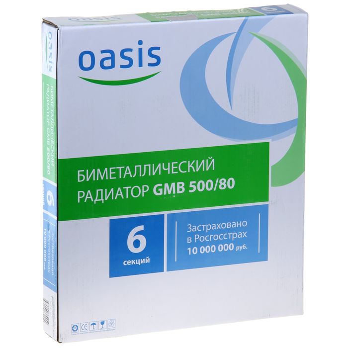 Радиатор биметаллический Oasis, 500х80 мм, 6 секций