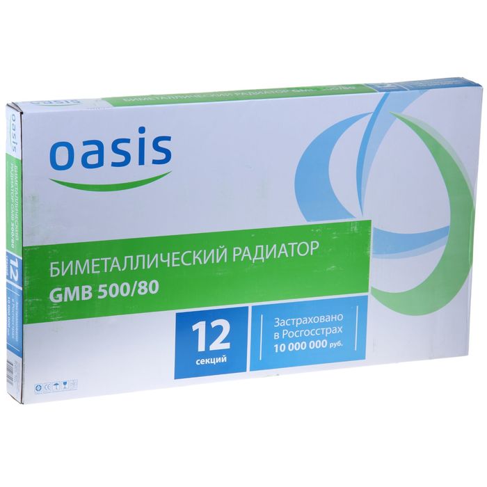 Радиатор биметаллический Oasis, 500х80 мм, 12 секций